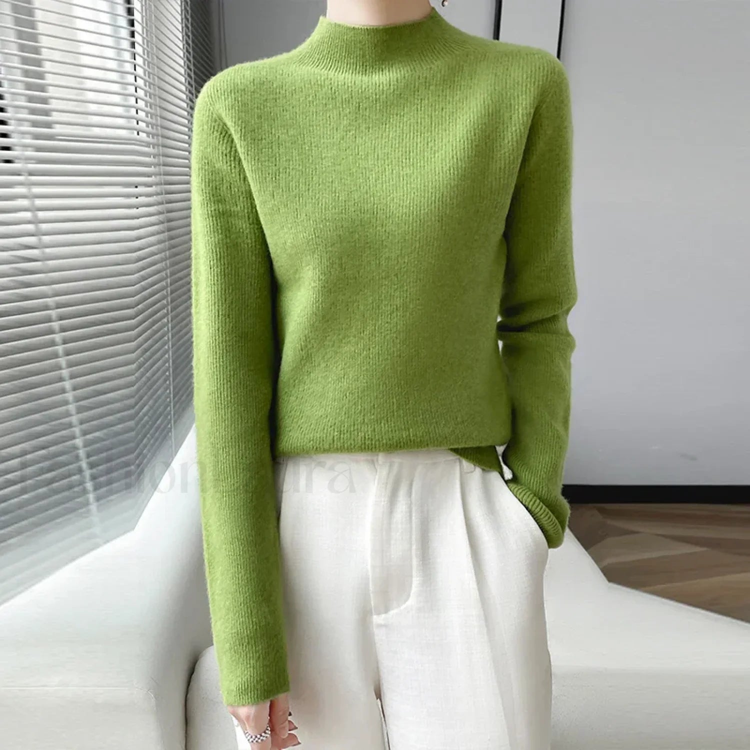 Merino Women's Half-Neck Pullover Slim Knit Bottoming Long Sleeve Cashmere Sweater