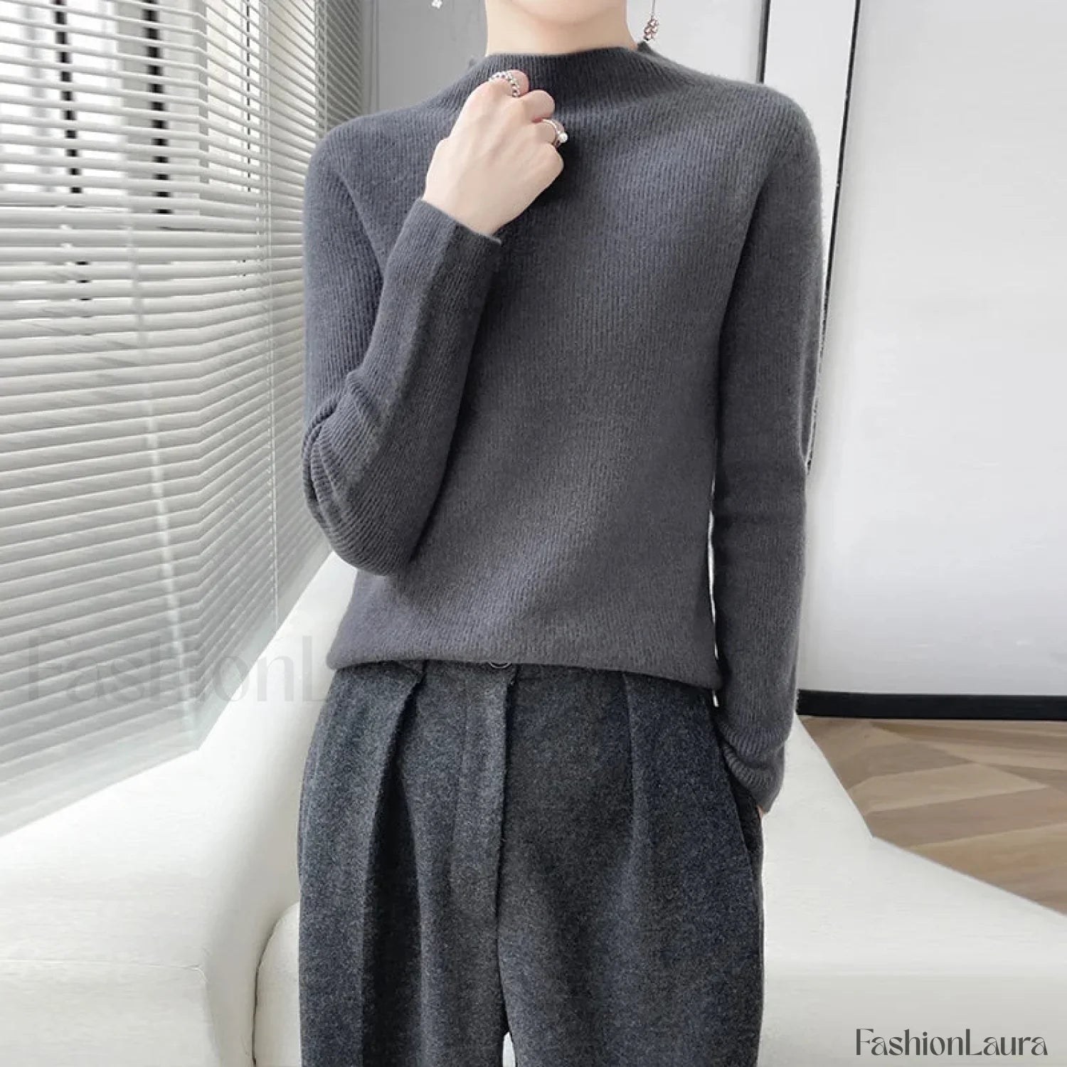 Merino Women's Half-Neck Pullover Slim Knit Bottoming Long Sleeve Cashmere Sweater