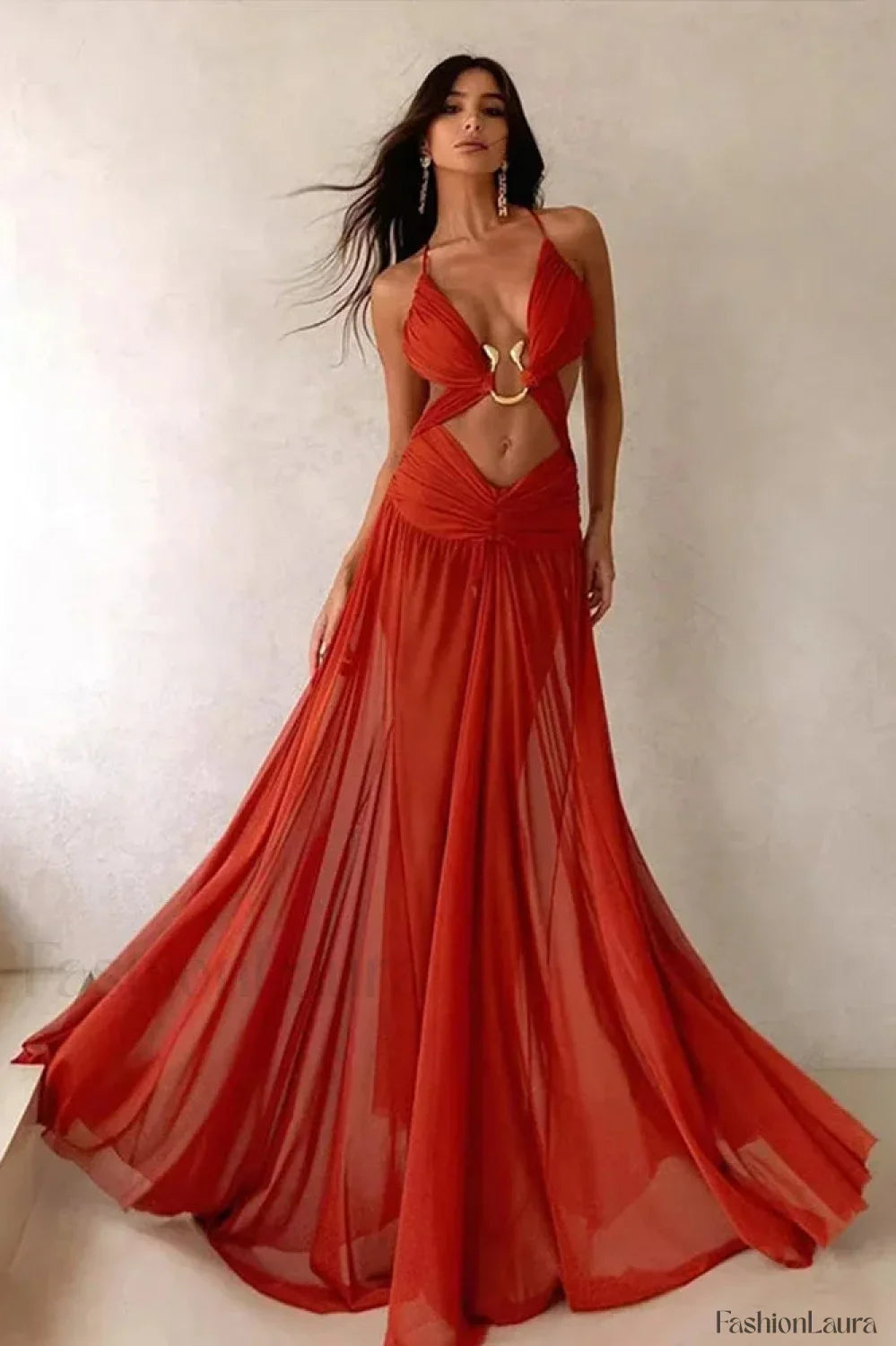 Mesh Hollow Out Boho Dress