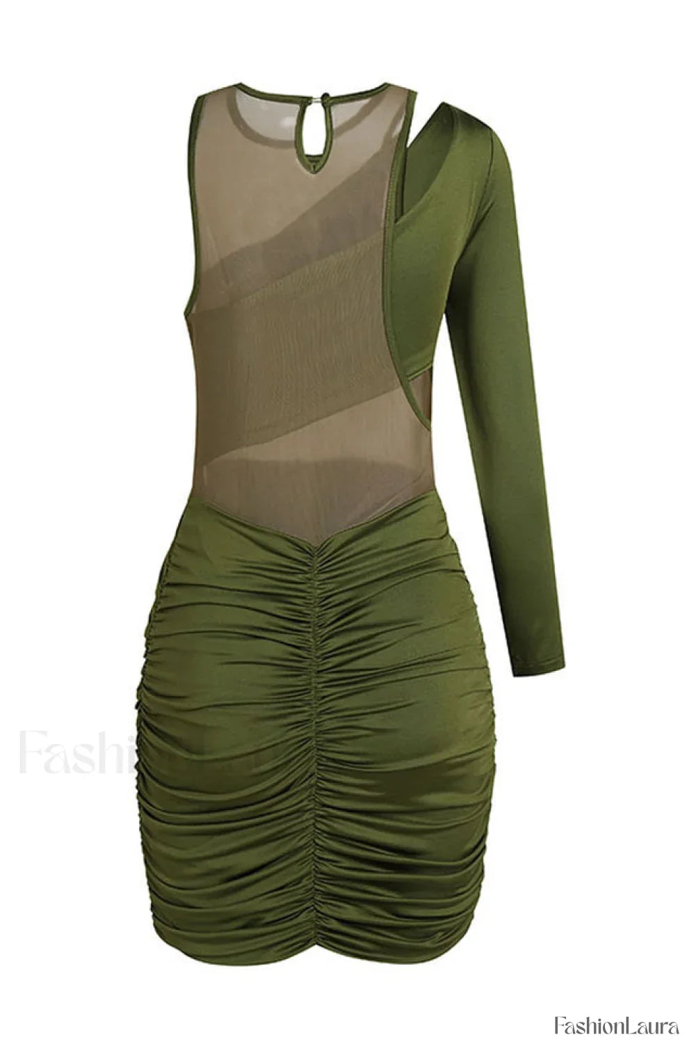 Mesh One Shoulder Charming Layered Midi Dress