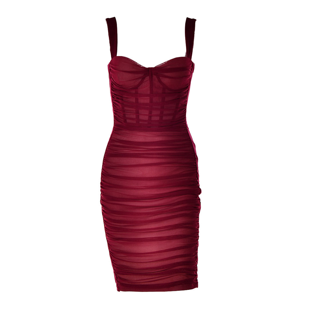Velvet V-Neck Sleeveless Ruched Corset Bodycon Mini Party Dress - View 2