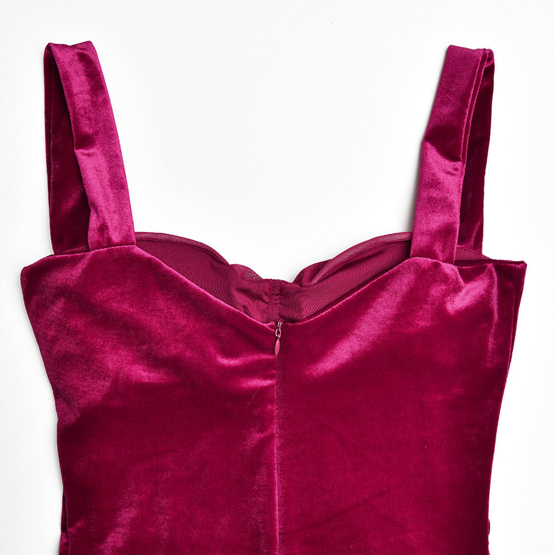 Velvet V-Neck Sleeveless Ruched Corset Bodycon Mini Party Dress - View 4