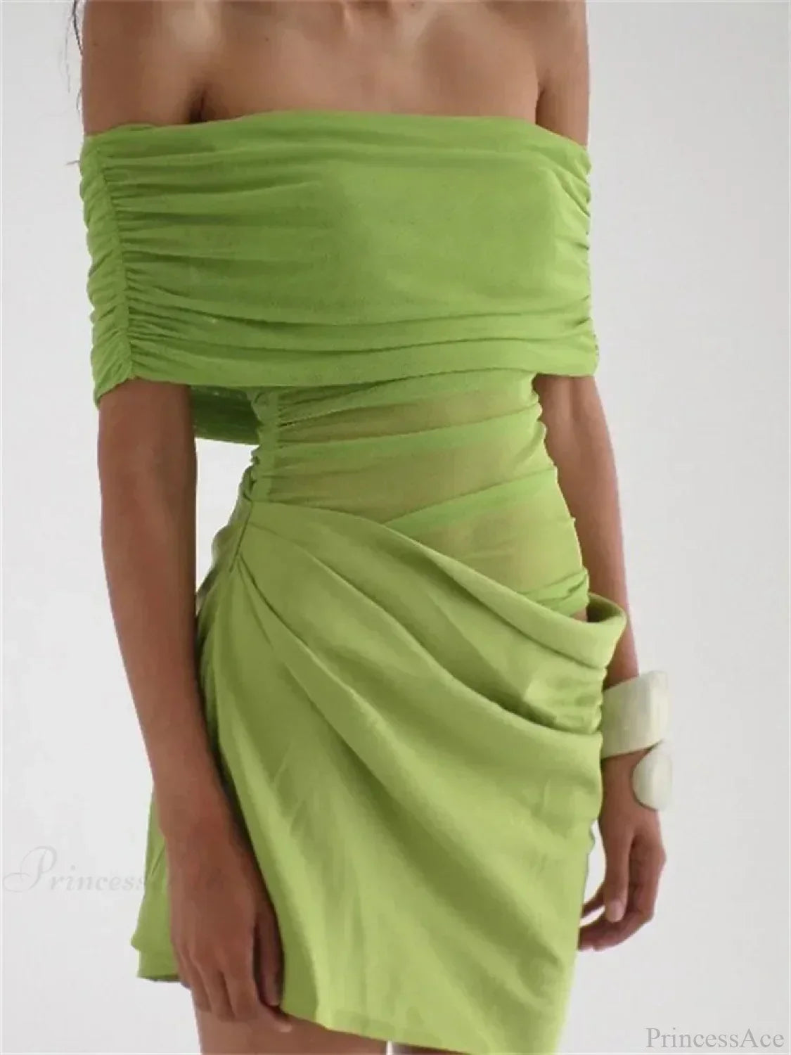 Mesh Patchwork See-Through Mini Dress - View 7