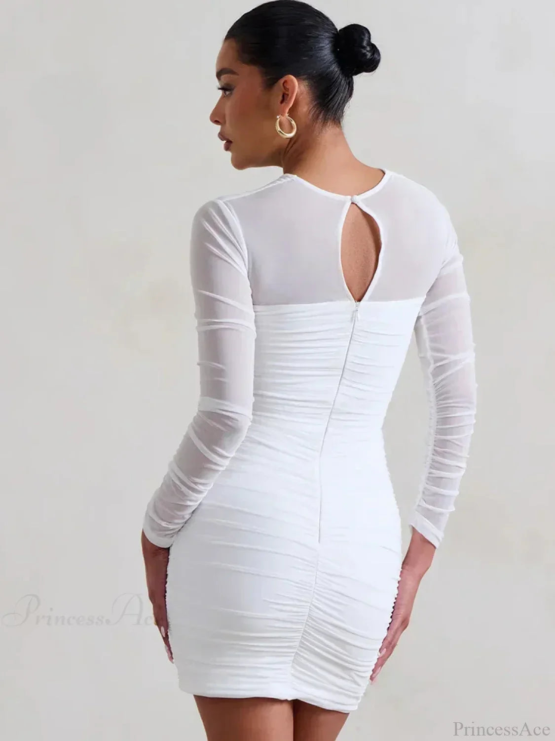 Mesh Pleated Wrap Mini Dress - View 6