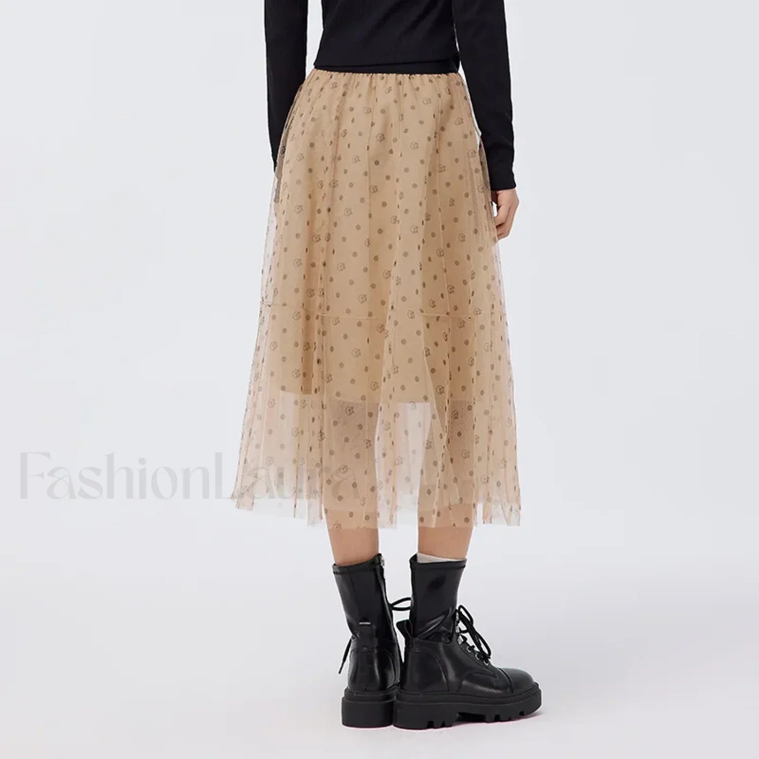 Mesh Polka Dot Umbrella Skirt