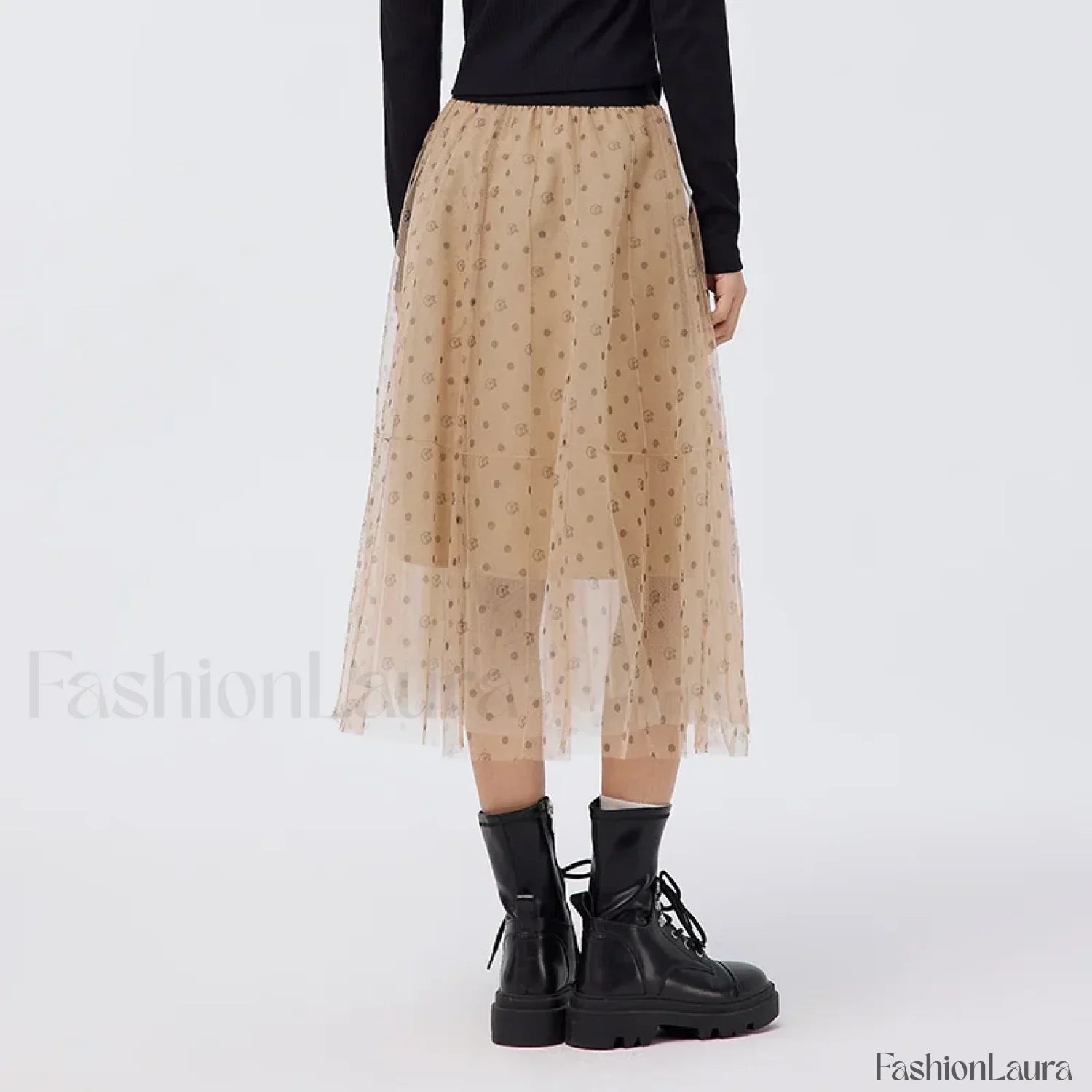 Mesh Polka Dot Umbrella Skirt