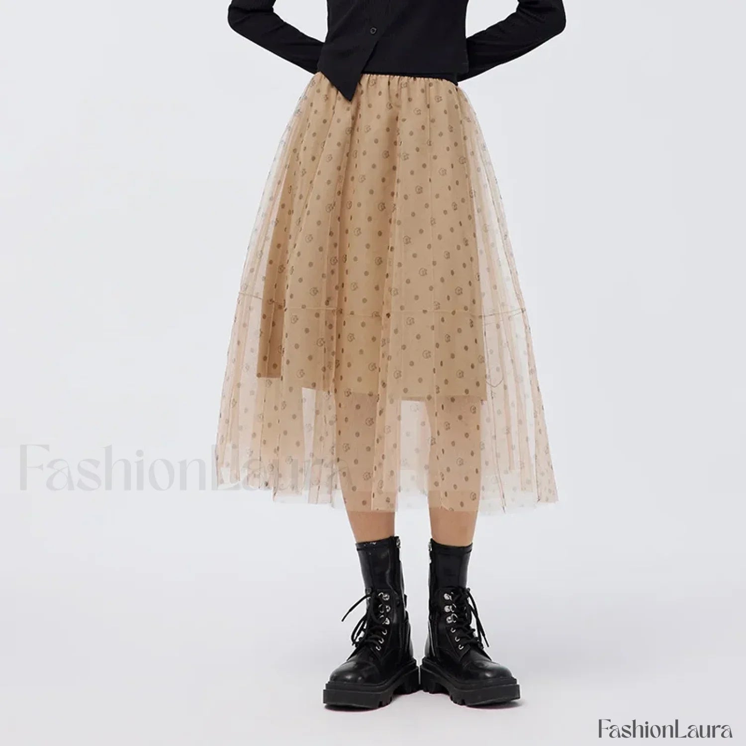 Mesh Polka Dot Umbrella Skirt