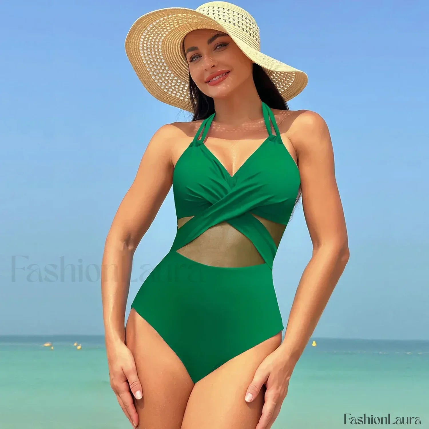 Mesh Spliced Lace Up Backless One Piece