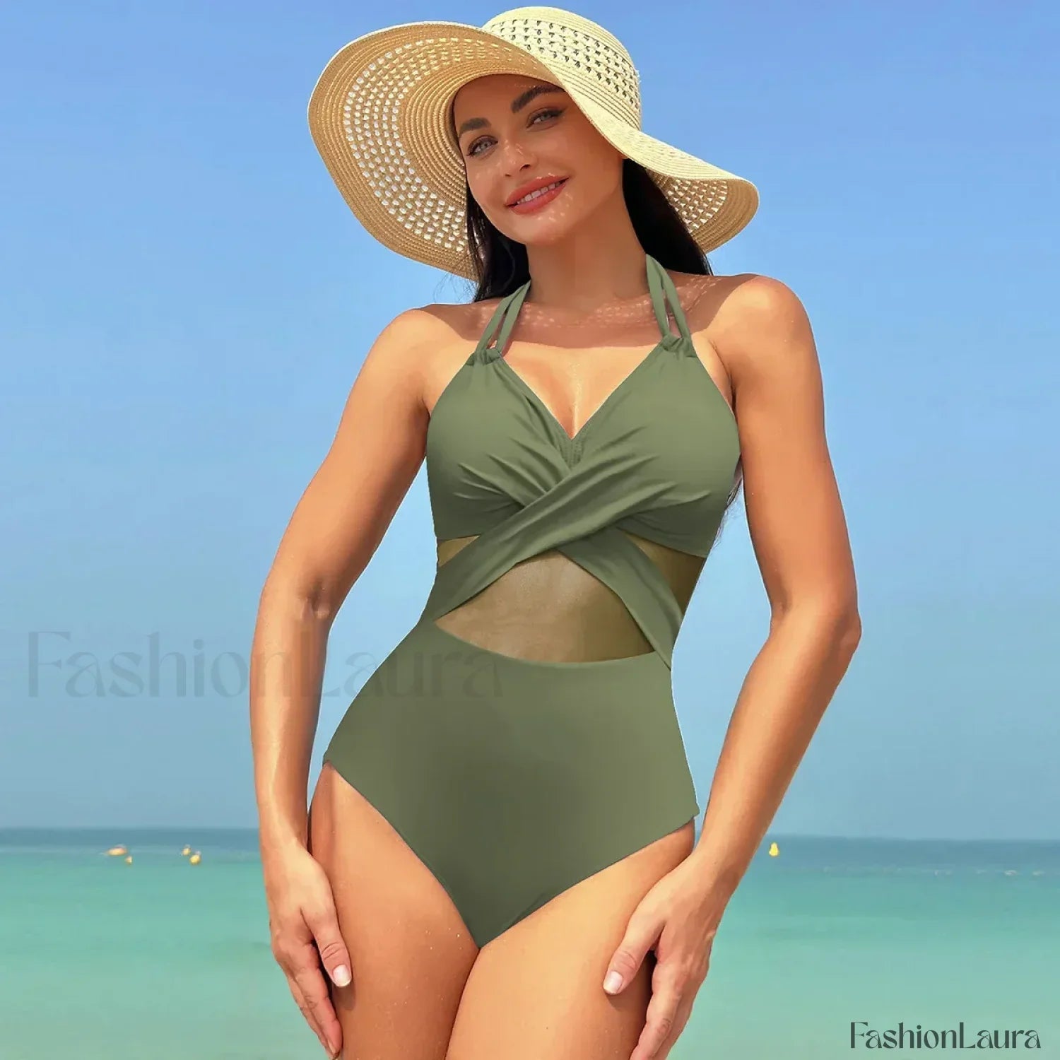 Mesh Spliced Lace Up Backless One Piece