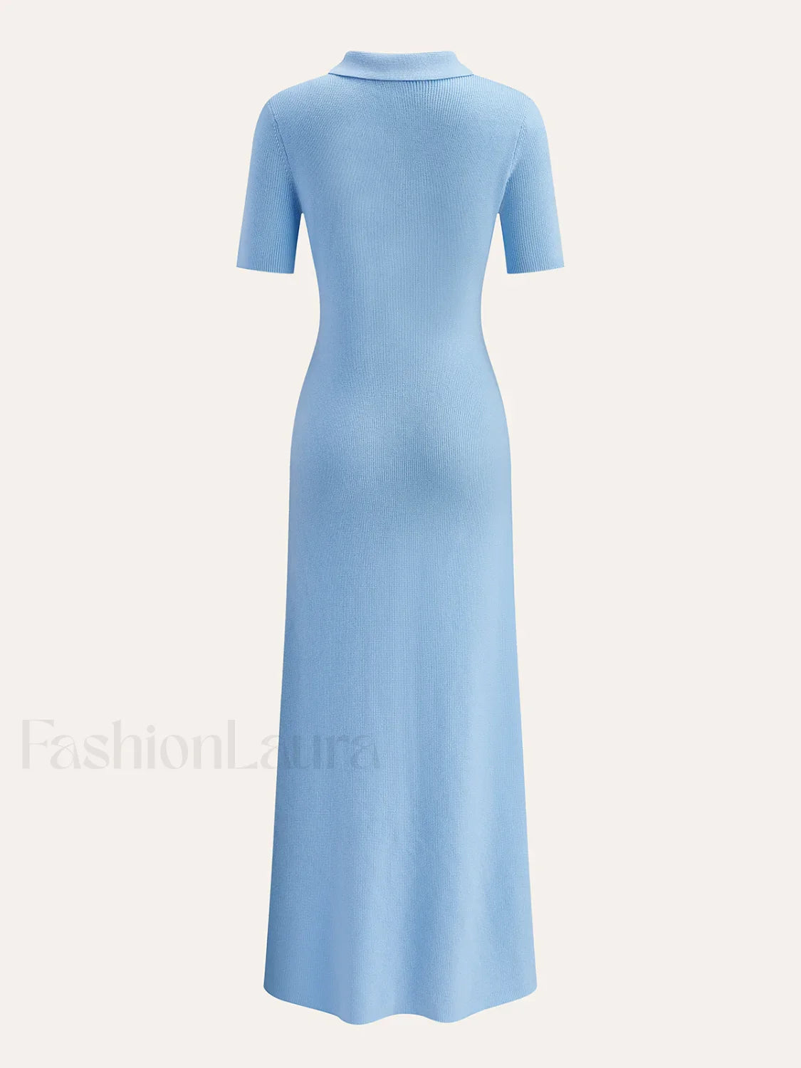 Metal Button Collar Midi Dress