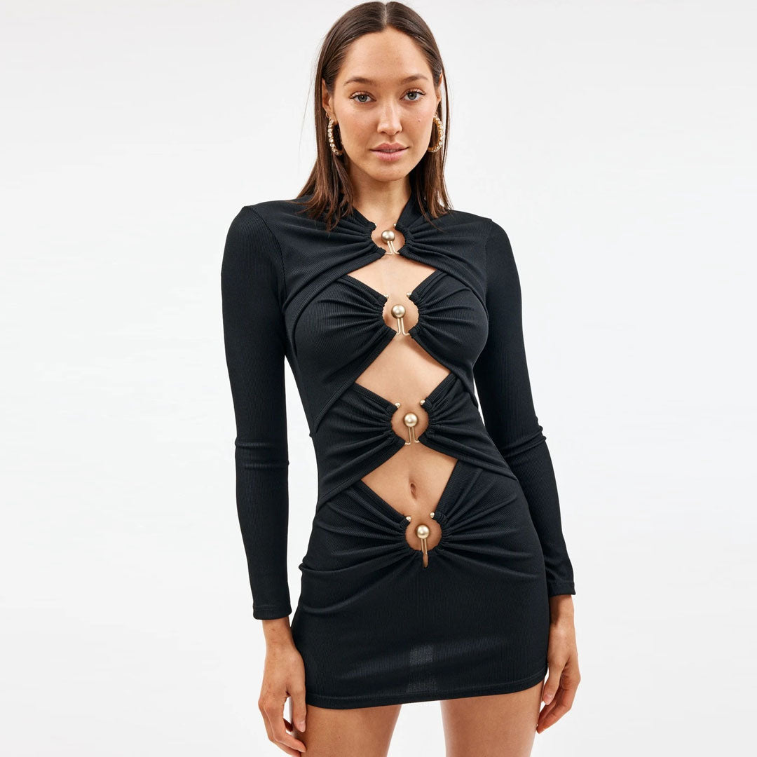 Long Sleeve Cut Out Bodycon Mini Dress Party