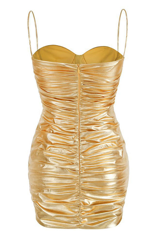 Sweetheart Neck Spaghetti Strap Ruched Bodycon Mini Party Dress