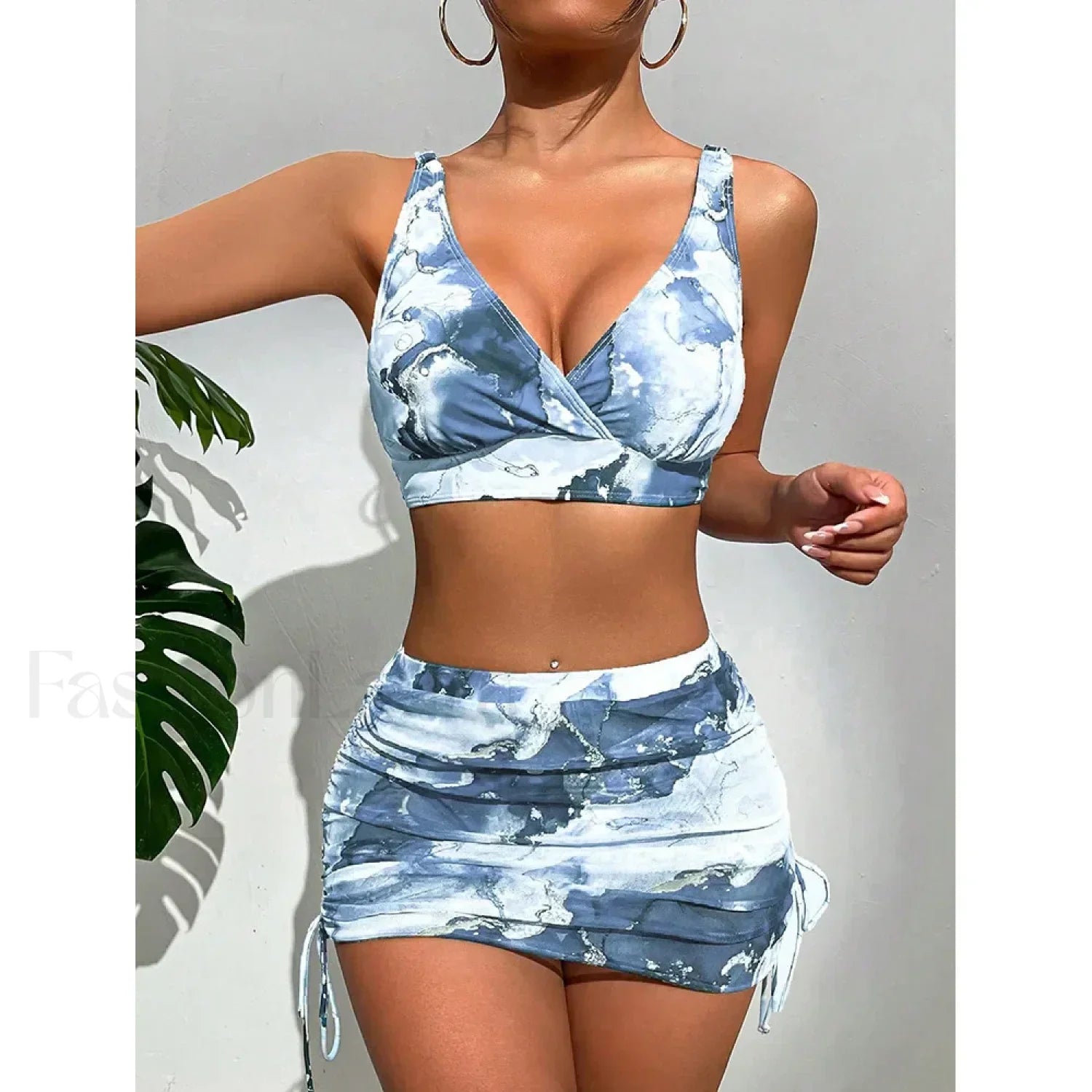 Micro Thong Skirt Bikini Three Piece Set