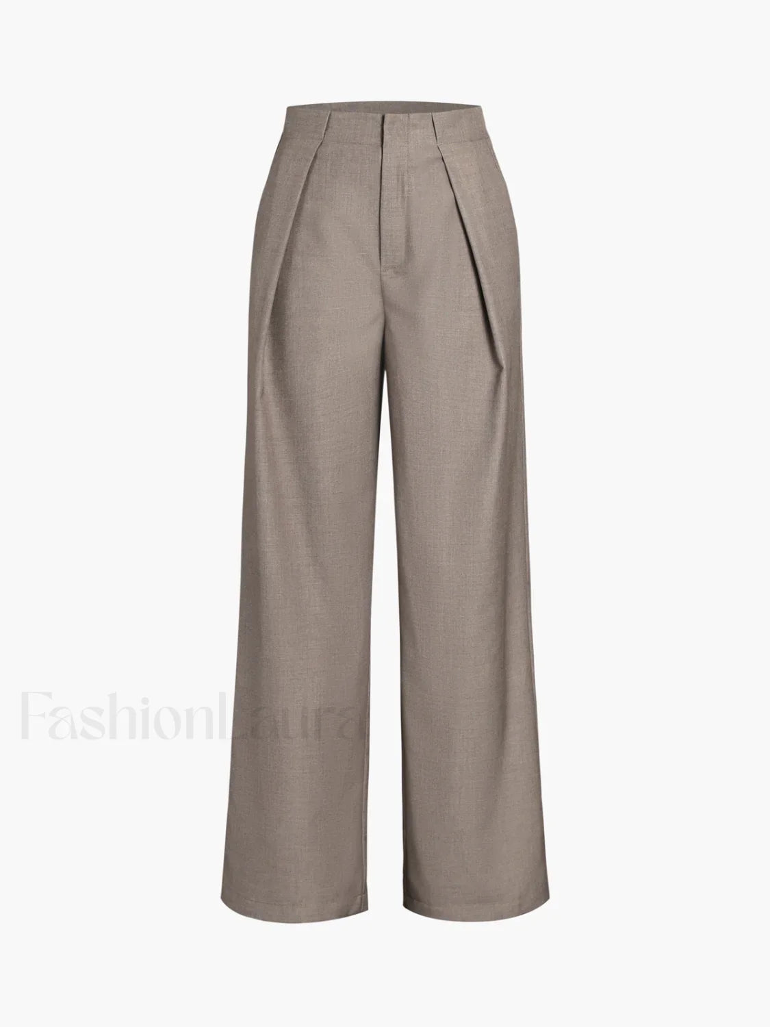 Middle Waist Solid Trendy Pocket Straight Leg Pants Khaki / XS Pants