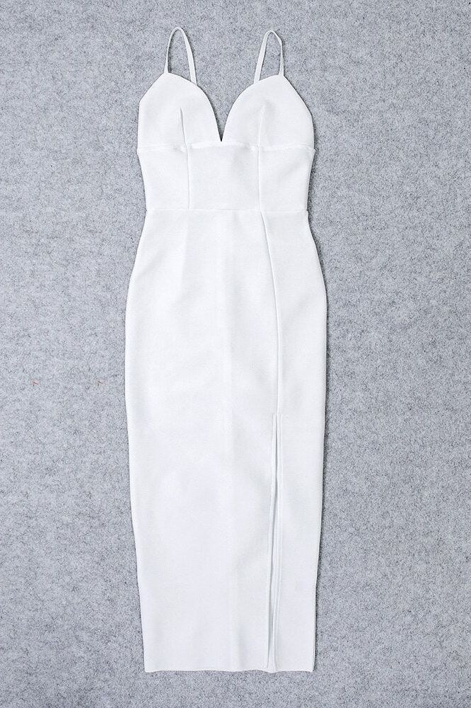 Milan Bandage Midi Dress - White Pearl