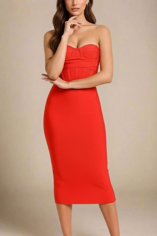 Miles Bodycon Midi Dress - Lipstick Red