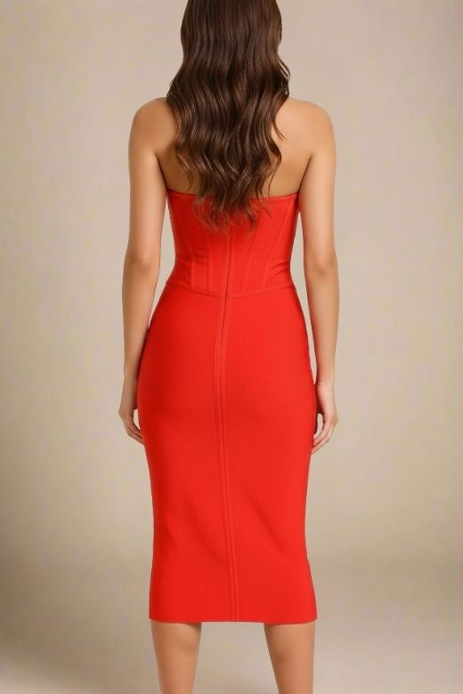 Miles Bodycon Midi Dress - Lipstick Red