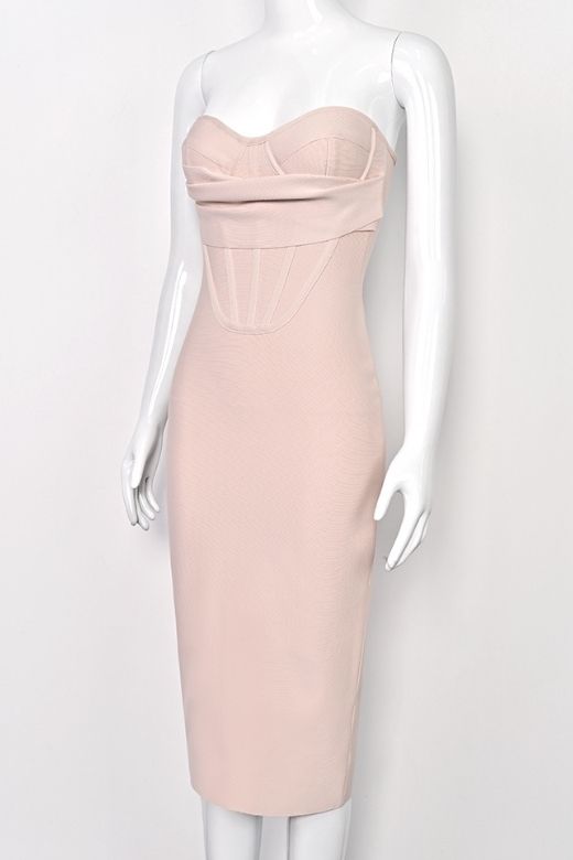 Miles Bodycon Midi Dress - Nude