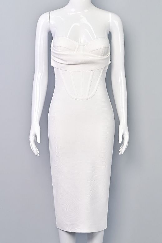 Miles Bodycon Midi Dress - Pearl White