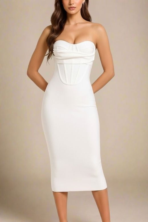 Miles Bodycon Midi Dress - Pearl White