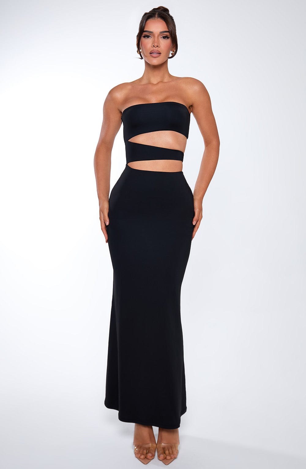 Strapless Double Cut Out Bodycon Mermaid Maxi Dress 3