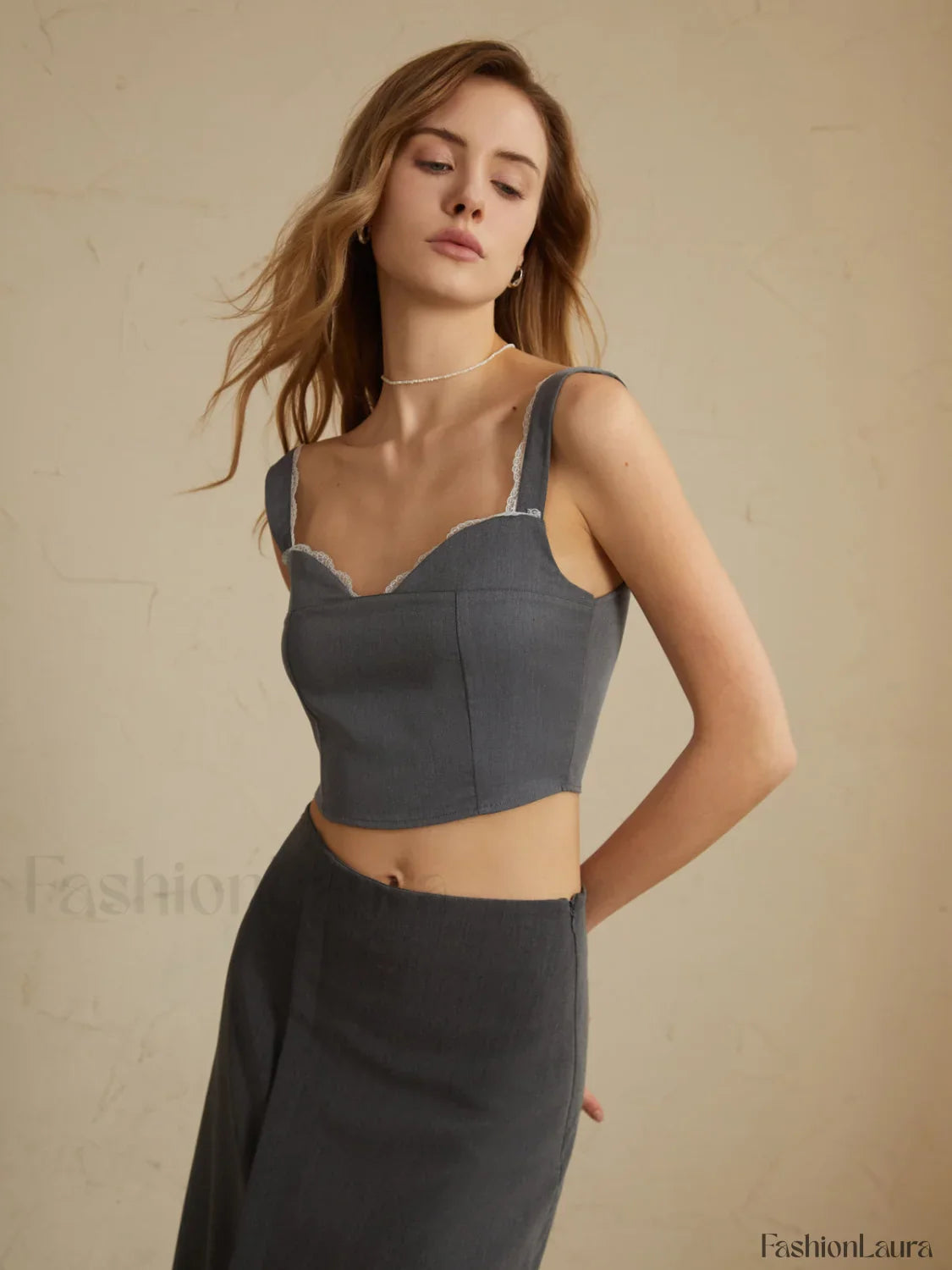 Minimalism Lace Trim Trendy Casual Tank Top