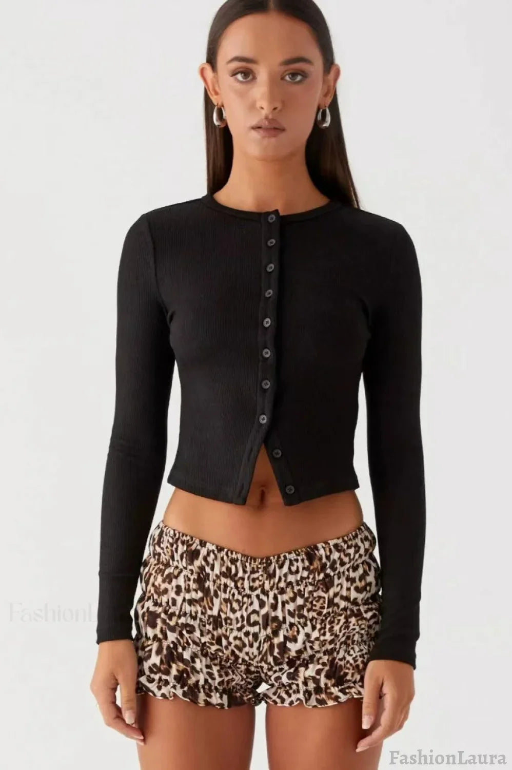 Minimalist Button Cardigan S / Black