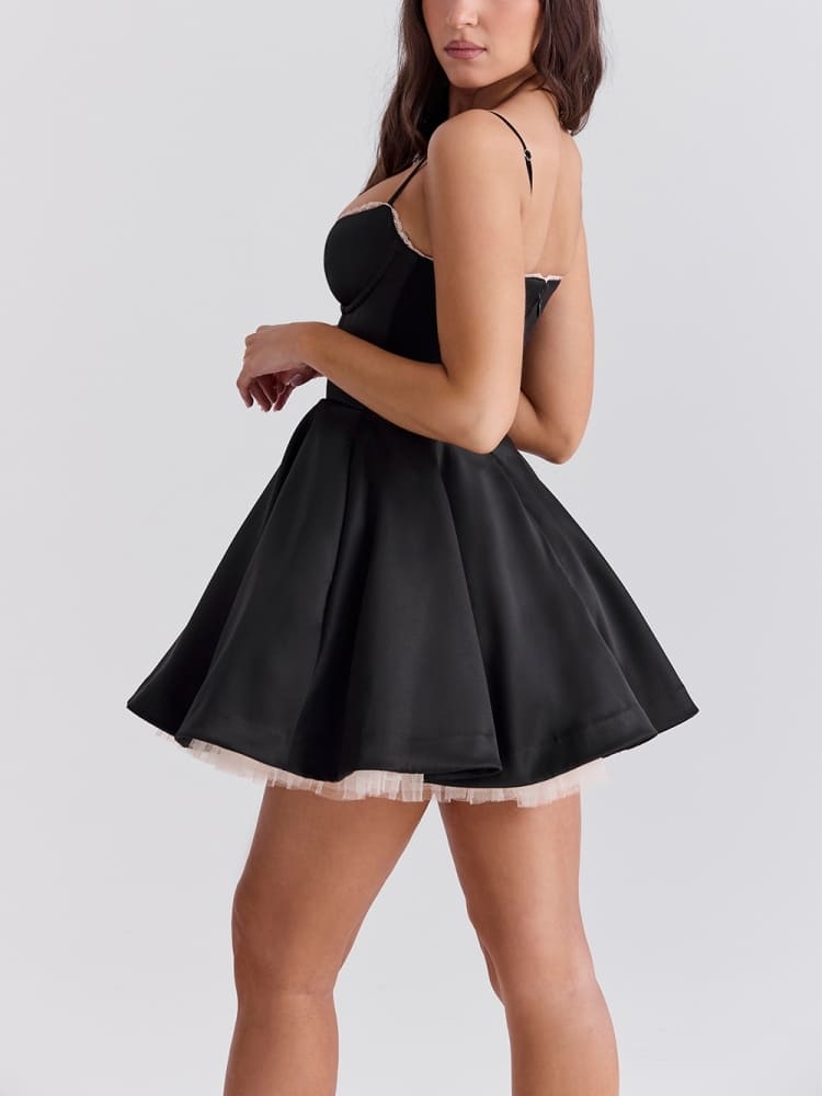Black Tulle Mini Dress - View 7