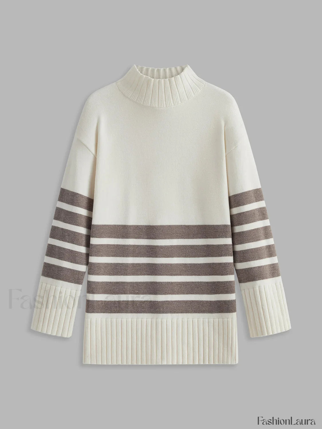 Miss Paris Mock Neck Stripe Sweater