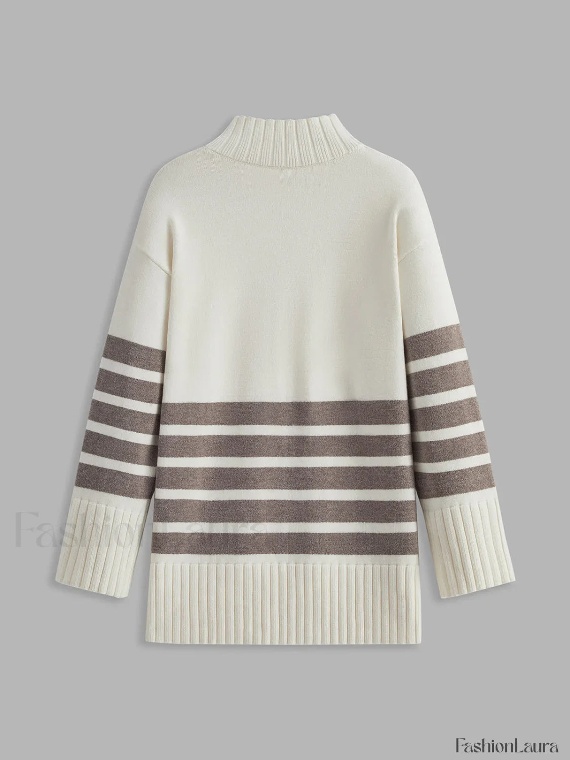 Miss Paris Mock Neck Stripe Sweater