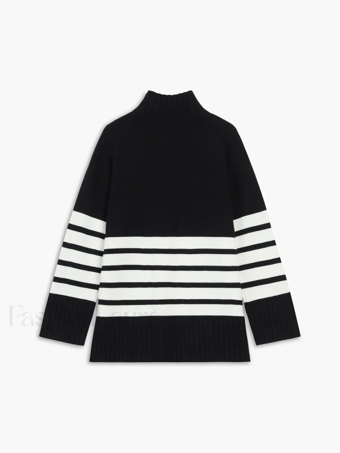 Miss Paris Mock Trendy Neck Stripe Sweater