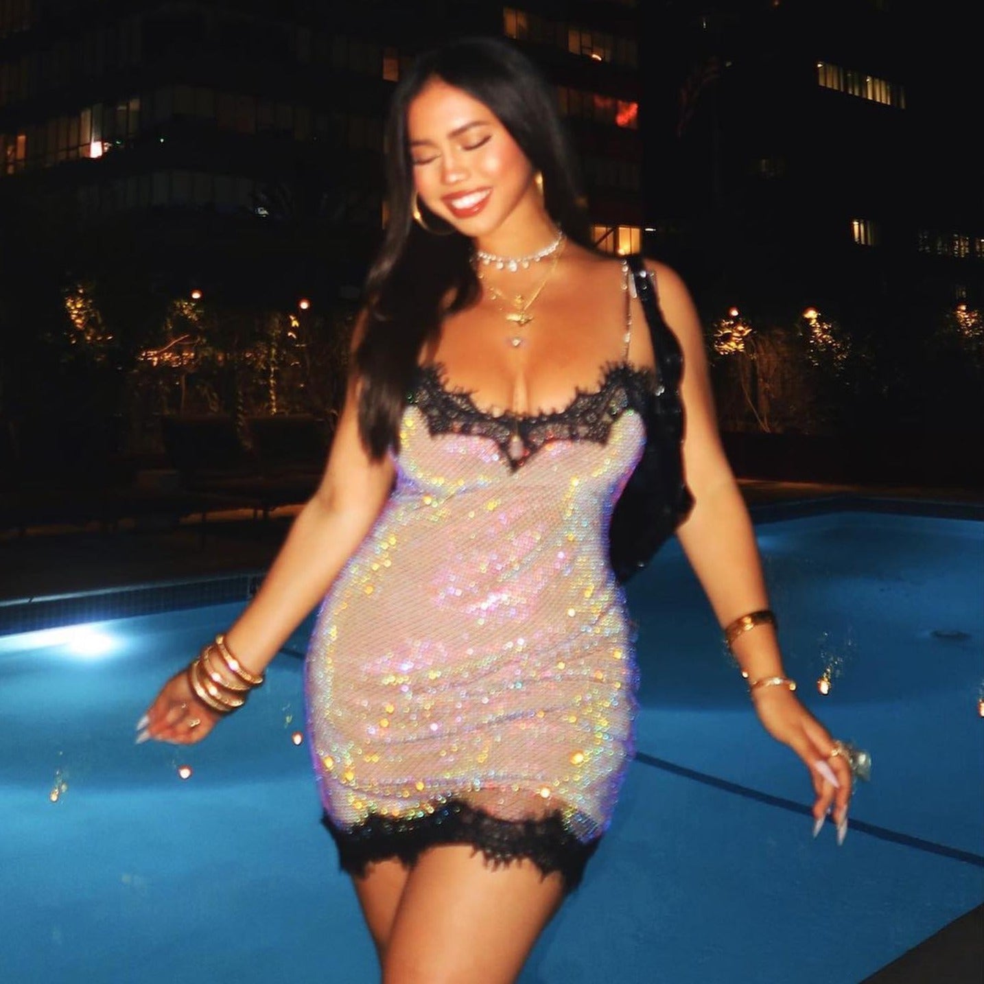 Event Of All Events Rhinestone Lace Mini Dress - View 3
