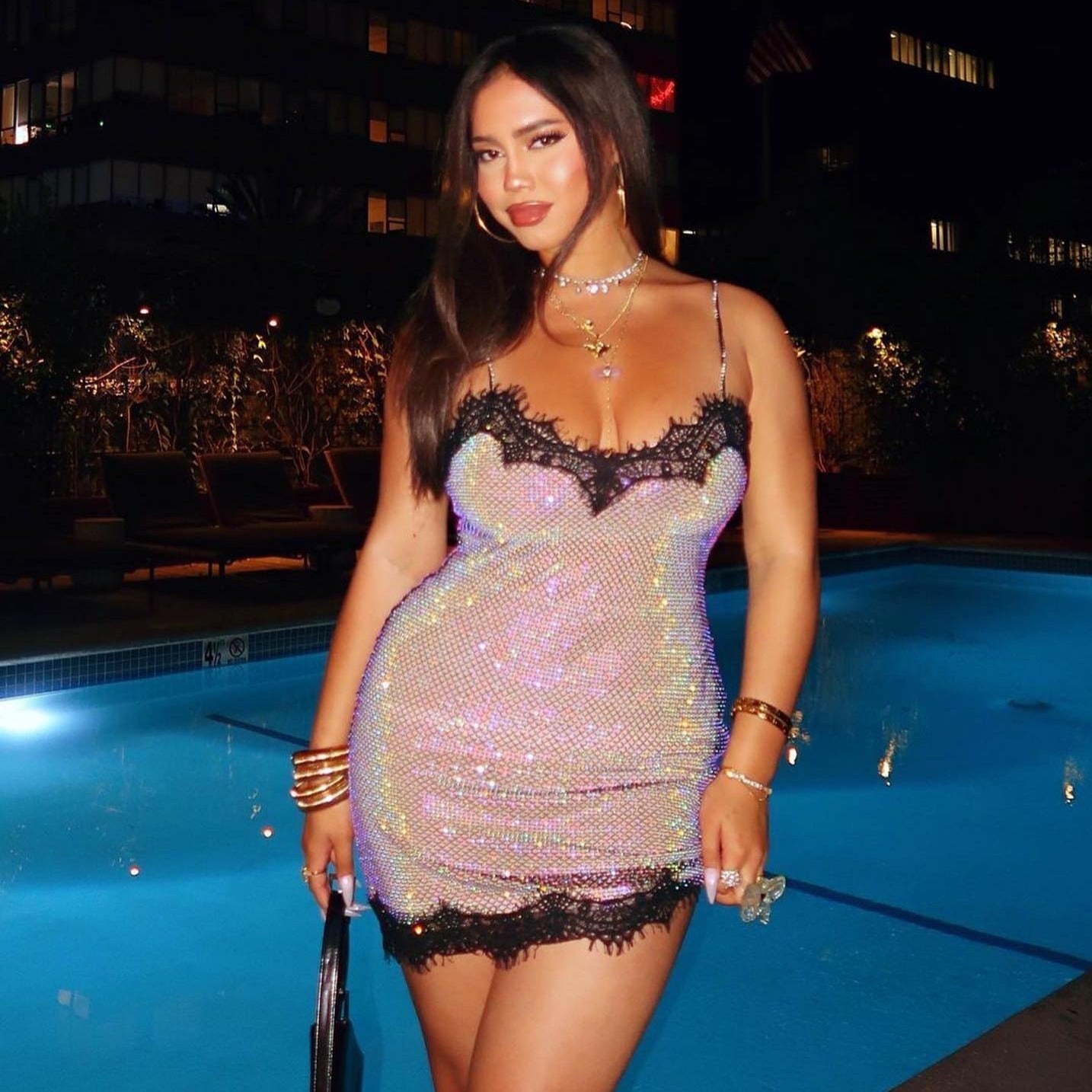 Event Of All Events Rhinestone Lace Mini Dress - View 2