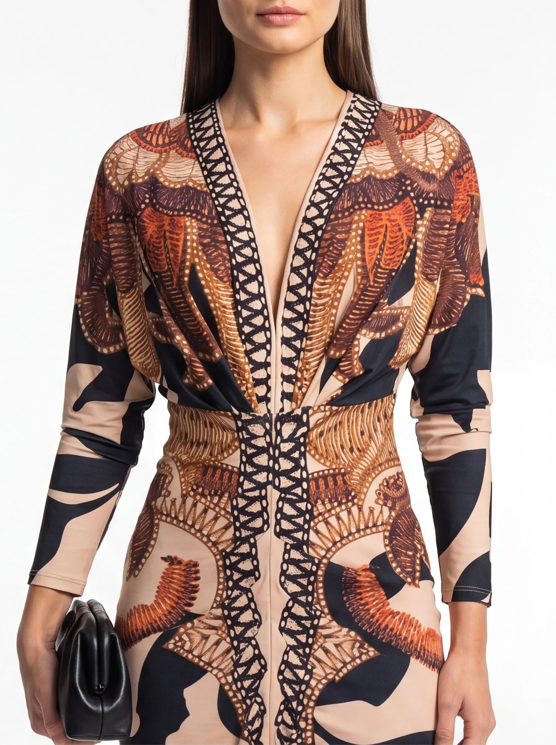 Elegant Vintage Black Bodycon Dress with Sleeveless Design & Stretch F