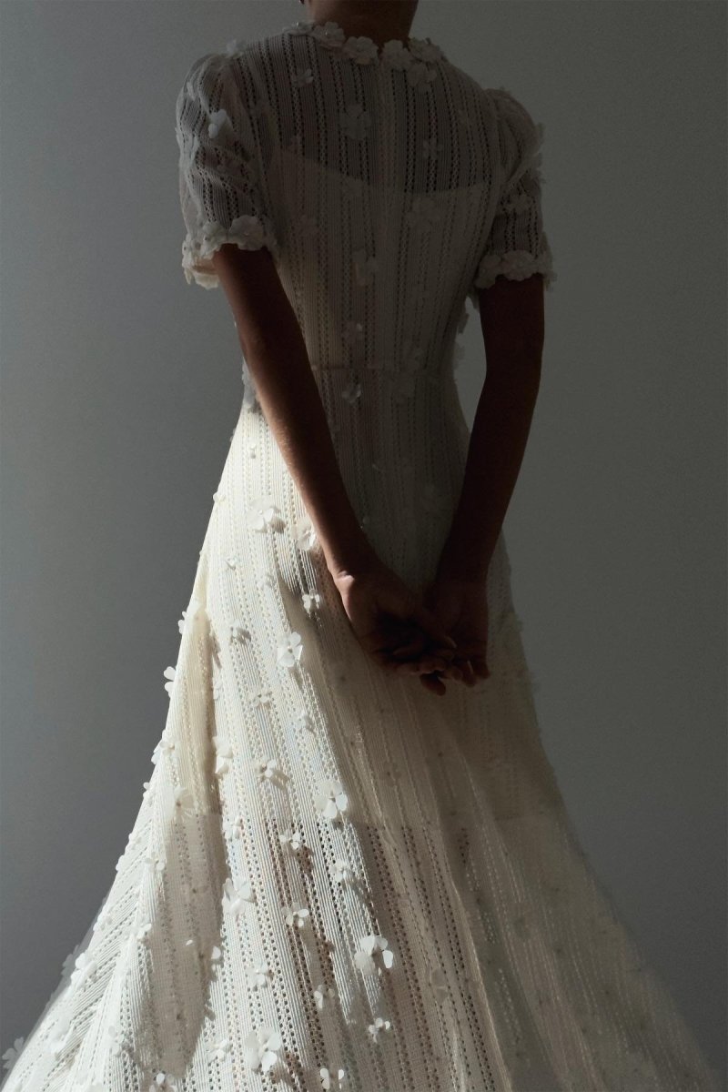 Knit Lace Embroidery Midi Dress