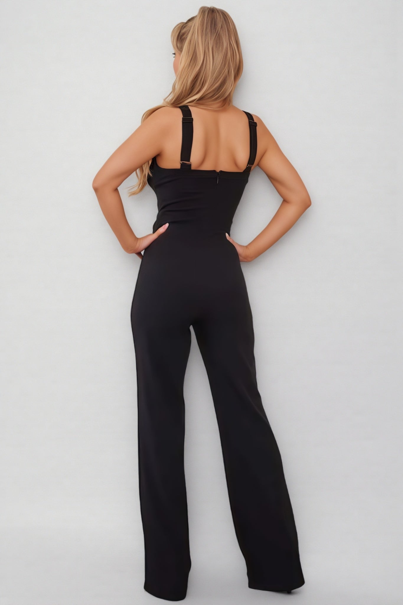 Rhinestone Sweetheart Strap Wide Leg Jumpsuit