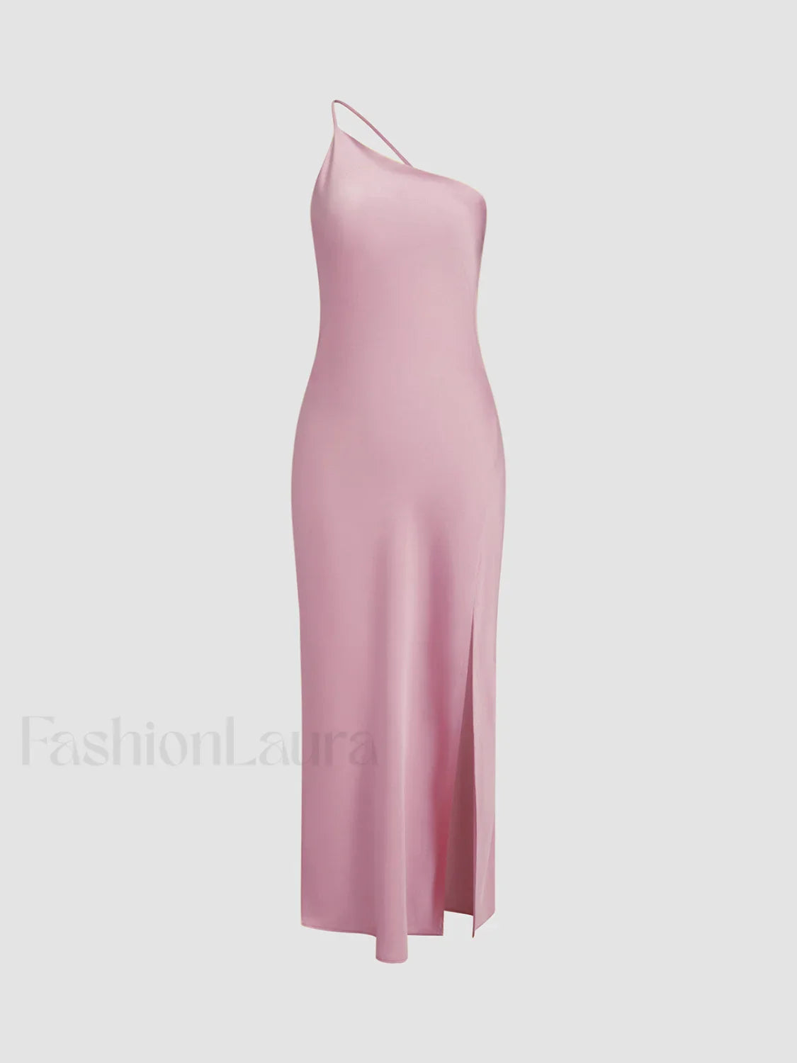 Moonlight Open Back Trendy Satin Slit Long Dress Pink / S Dresses