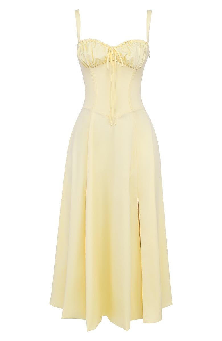 Floral Sweetheart Corset High Split Midi Dress 23
