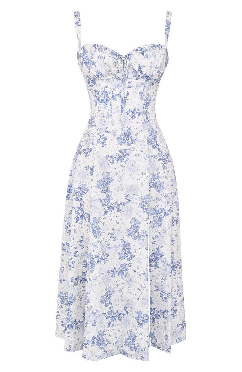 Floral Sweetheart Corset High Split Midi Dress 22