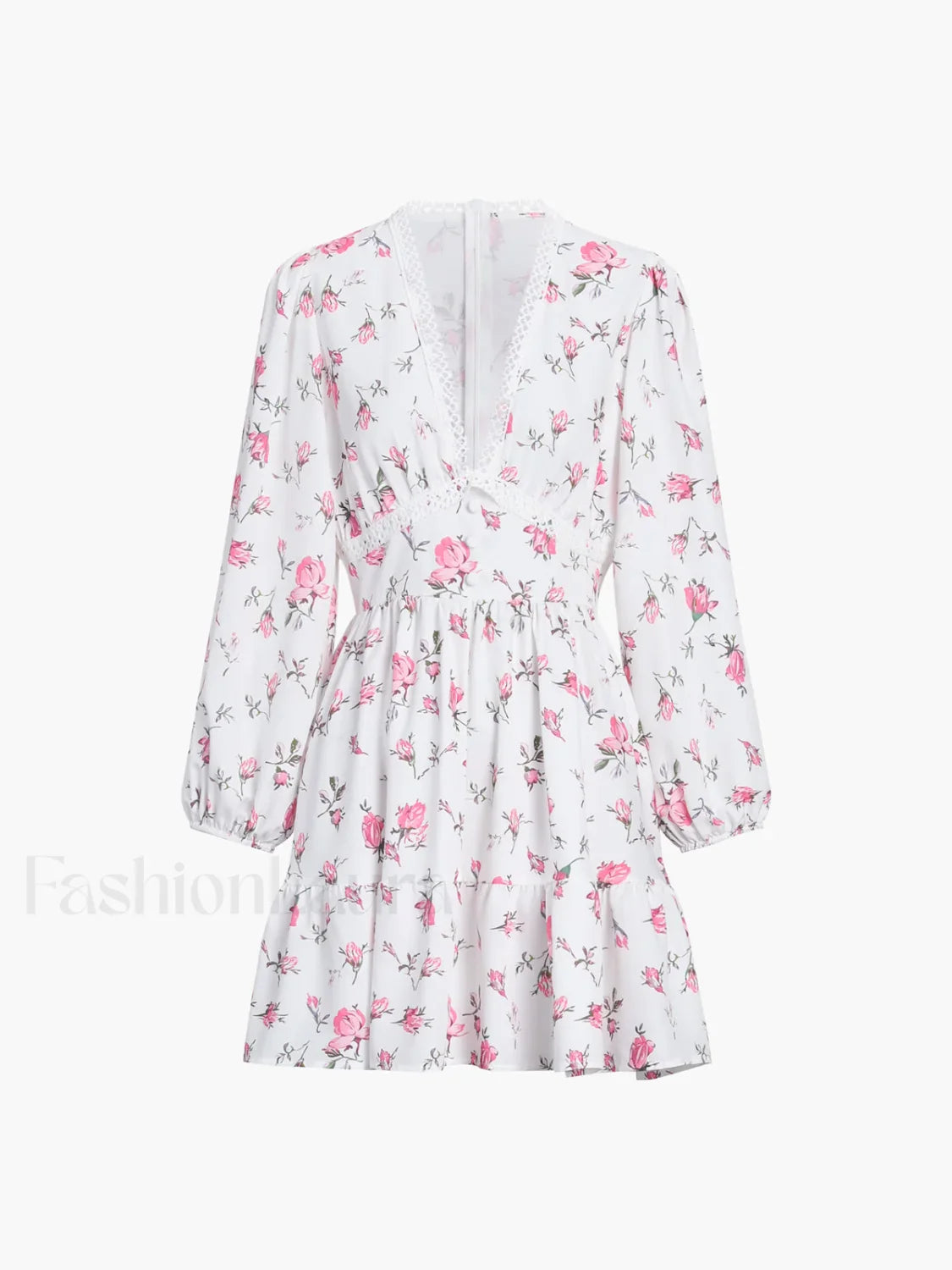 Multi Floral Lace Trendy Trim Short Dress