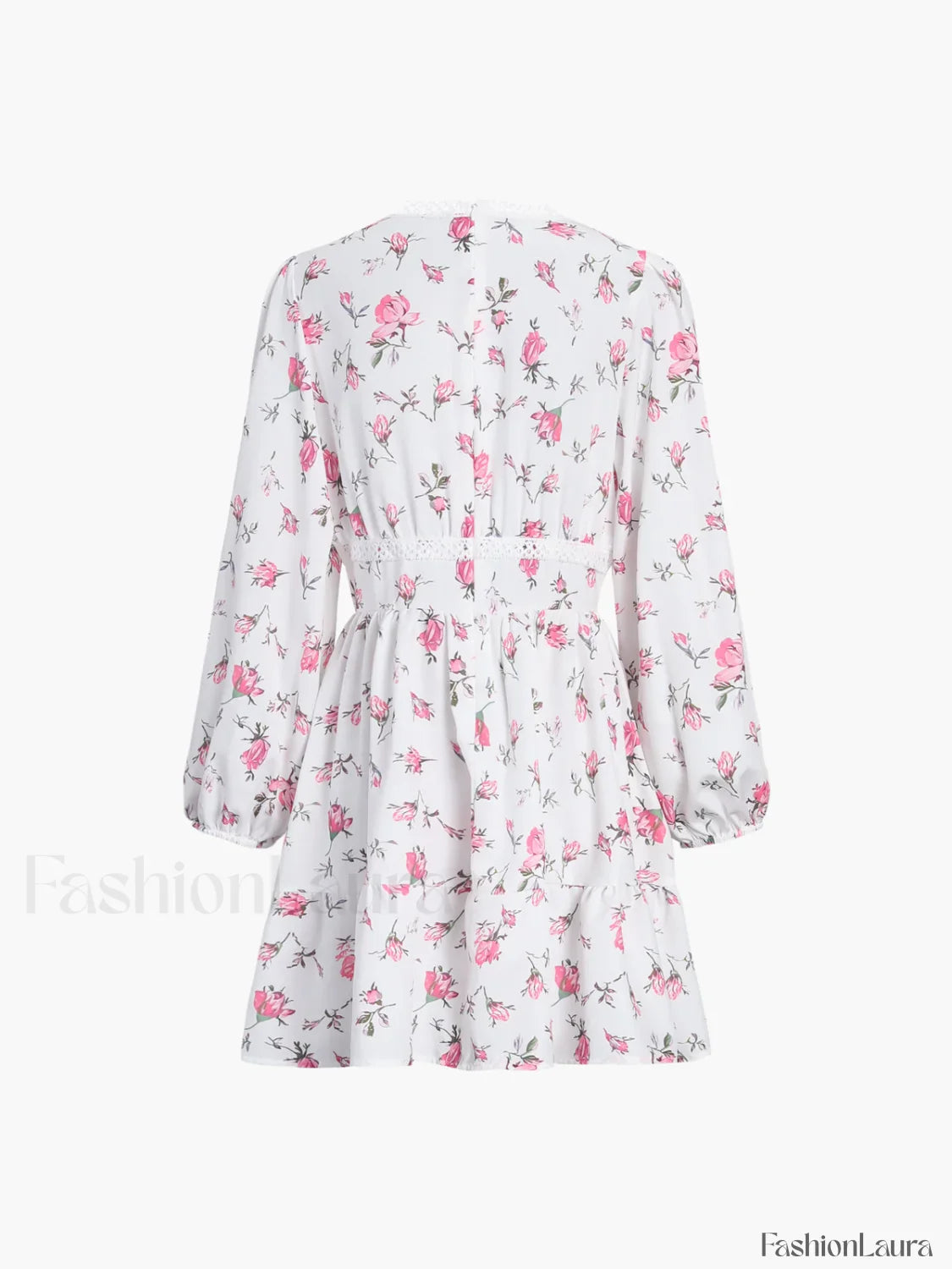 Multi Floral Lace Trendy Trim Short Dress