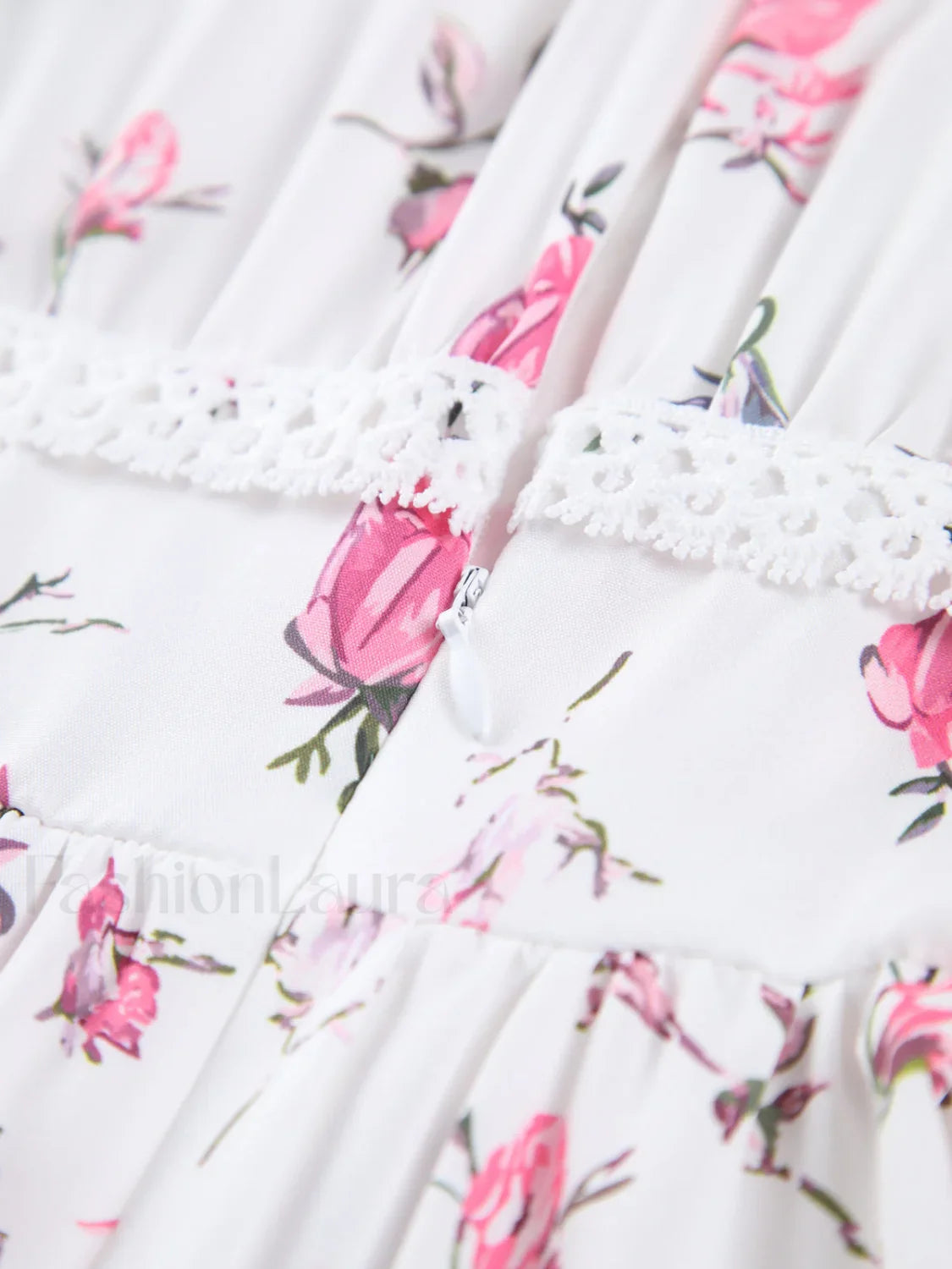 Multi Floral Lace Trendy Trim Short Dress