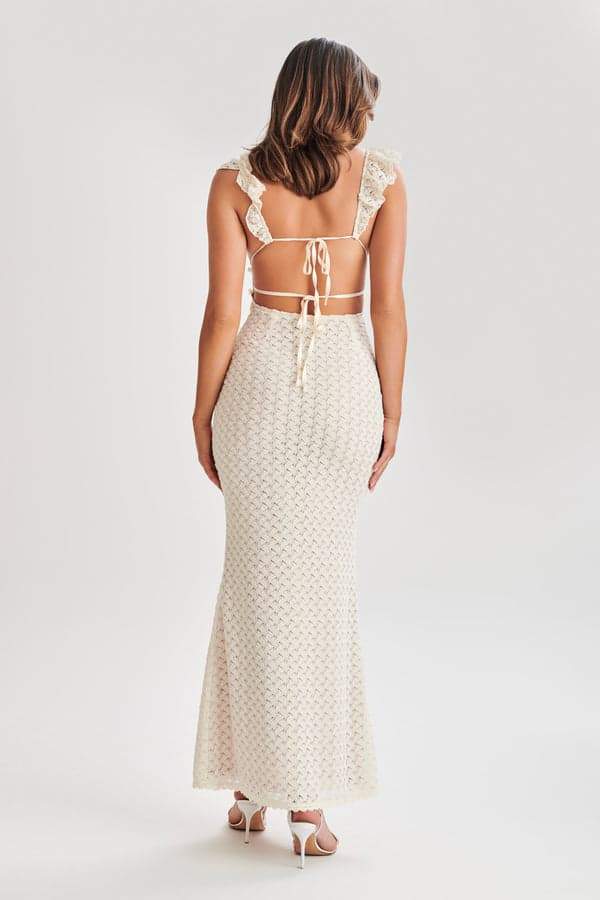 Muriel Ruffle Cut - out Knit Maxi Dress
