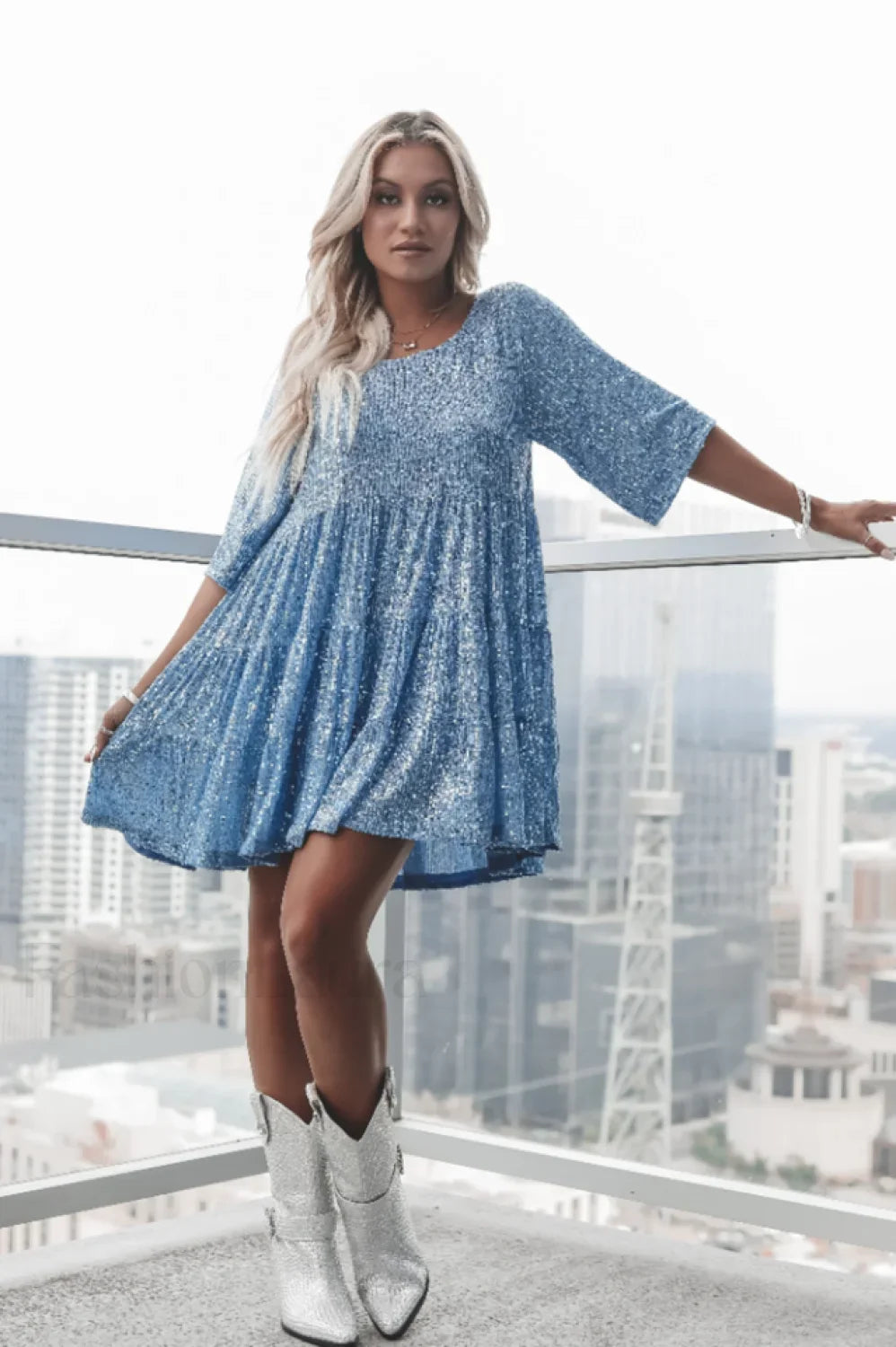 My Queen Sequin Charming Baby Doll Dress