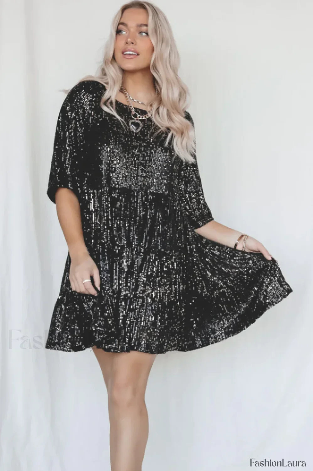 My Queen Sequin Charming Baby Doll Dress