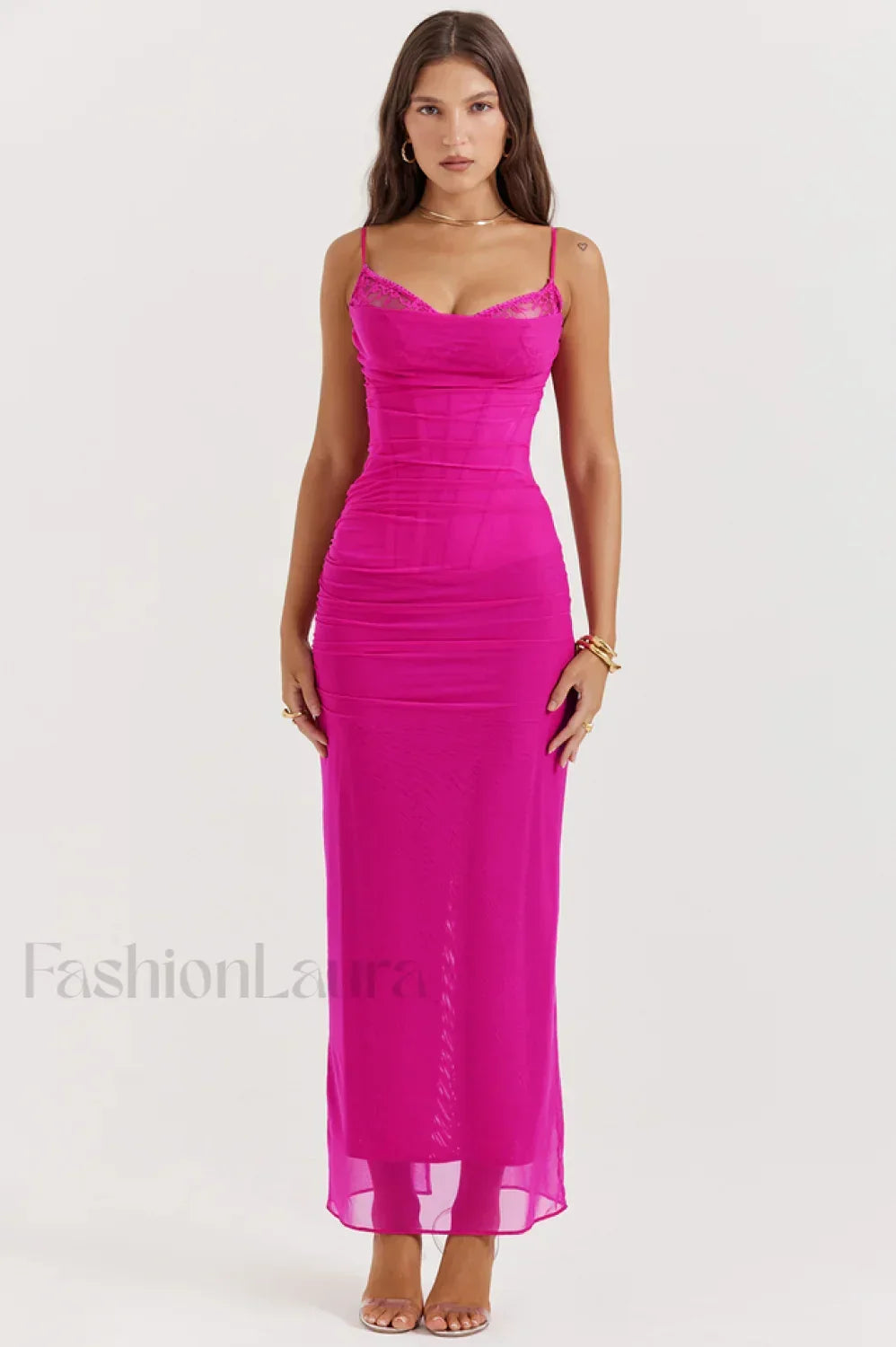 Nalini Fuchsia Stylish Maxi Dress XS / Fuchsia