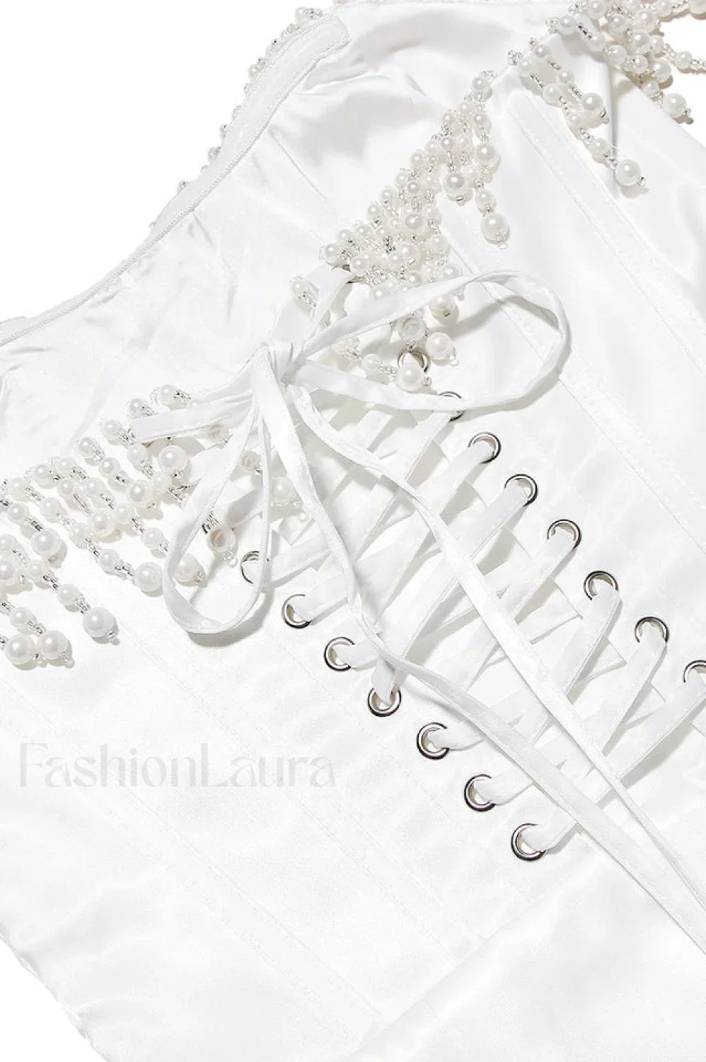 Nalita Vintage Cream Charming Beaded Strapless Dress