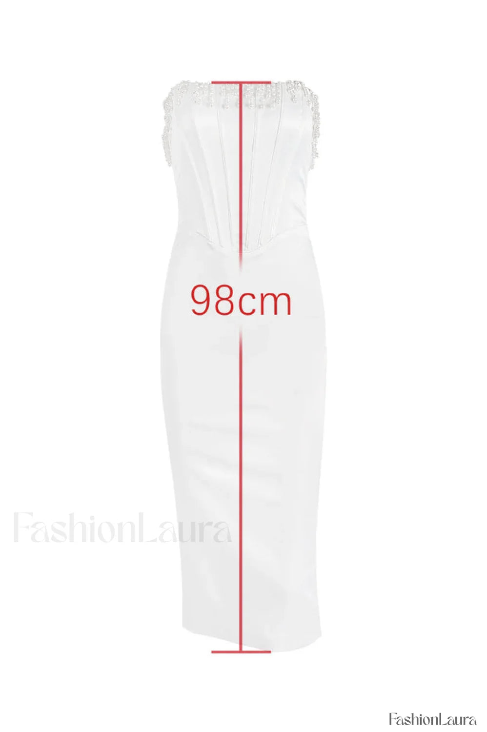 Nalita Vintage Cream Charming Beaded Strapless Dress