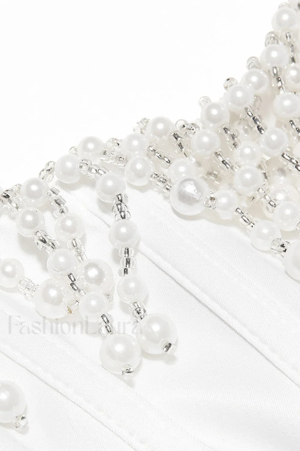 Nalita Vintage Cream Charming Beaded Strapless Dress