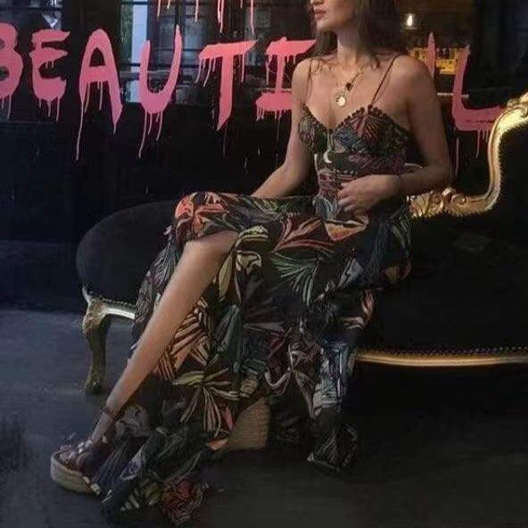 Nancy Printed Slit Hem Dress